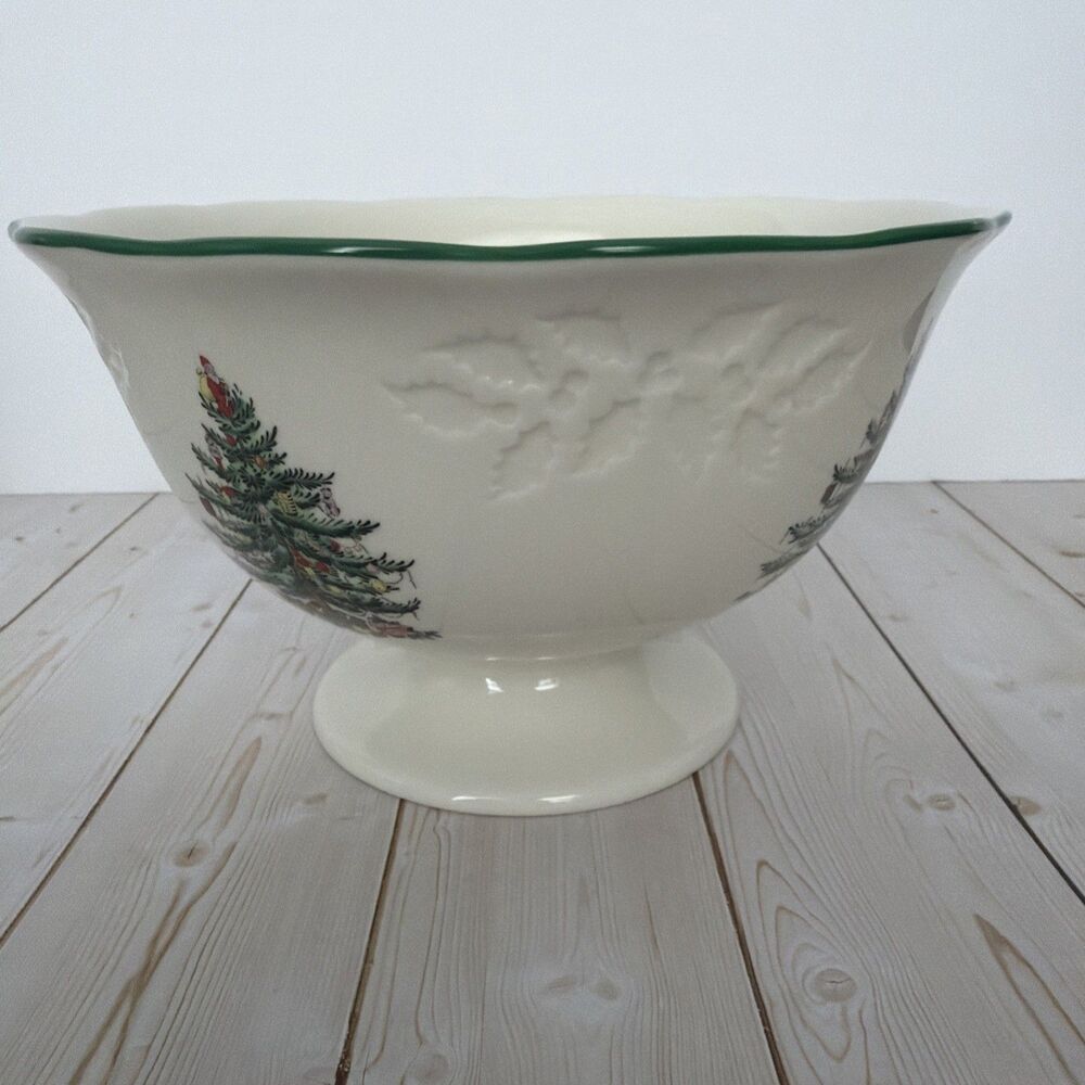 Spode Christmas Tree Pedestal Compote Footed Bowl 7” NIB - Picture 6 of 10